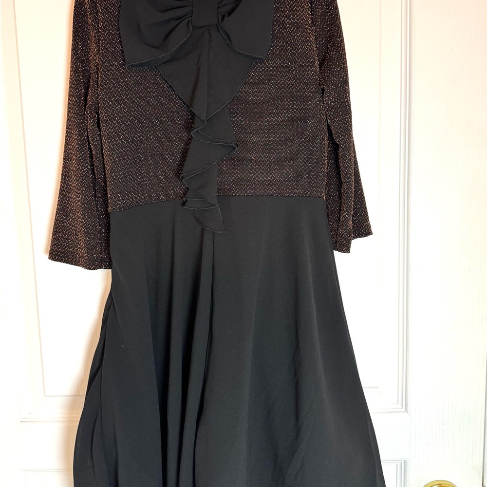 by & by Girls Black Long-Sleeve Ruffle-Front Dress